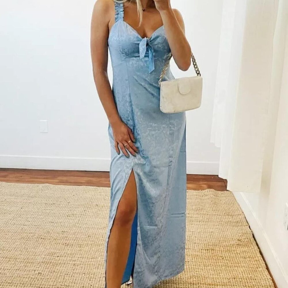 Show Me Your Mumu - Blue Slit Maxi Dress